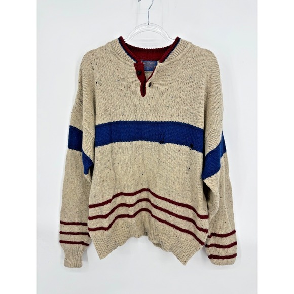 Pendleton Other - Vintage Pendleton Henley Sweater Size XL 100% Wool Academia Preppy Heritage Knit
